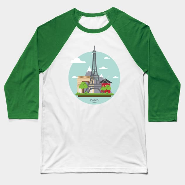 Paris France Eiffel Tower Visitors Tourist Edition Baseball T-Shirt by PatrioTEEism